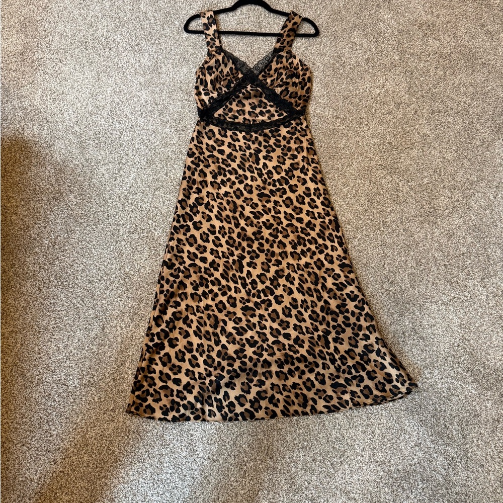 Bardot Animal Print Midi Dress - Black and Brown